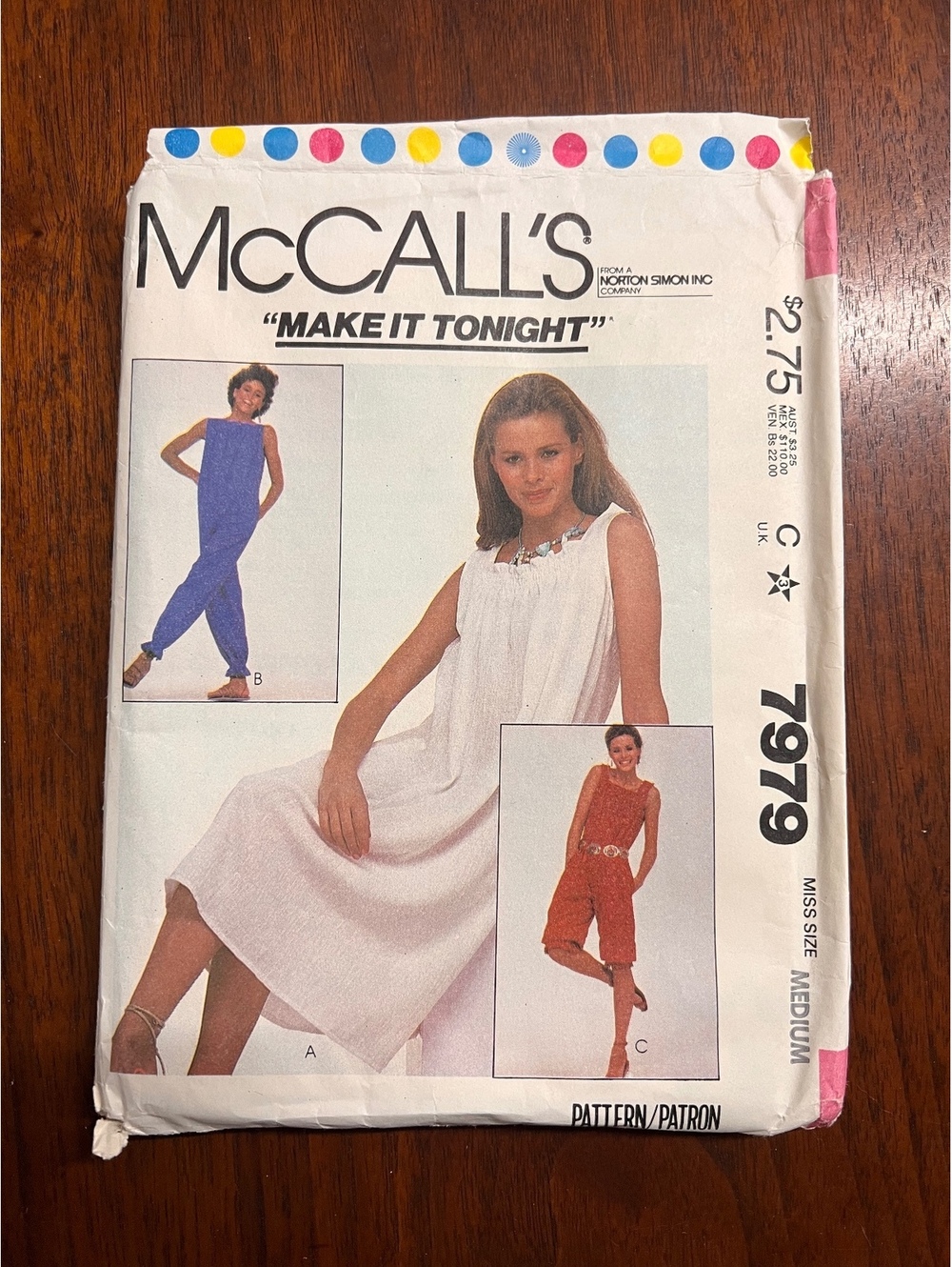 Vintage 1982 McCall's 7979 Jumpsuit Romper Dress Pattern Med